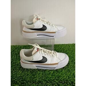 Nike Women's Court Legacy Lift Sneakers White/Tan/Black Size 10
